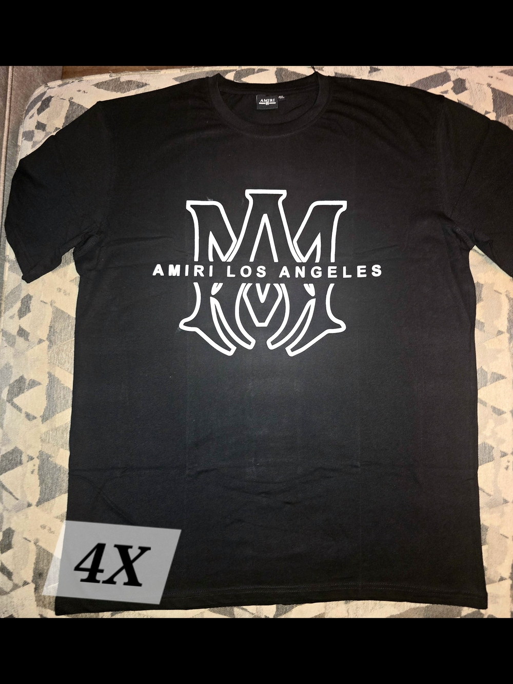 AMIRI Black T-Shirt with White Los Angeles Logo